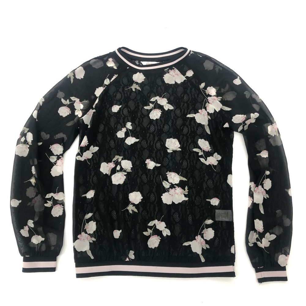 🎈Candie's Sheer Black Floral Long Sleeve Knit